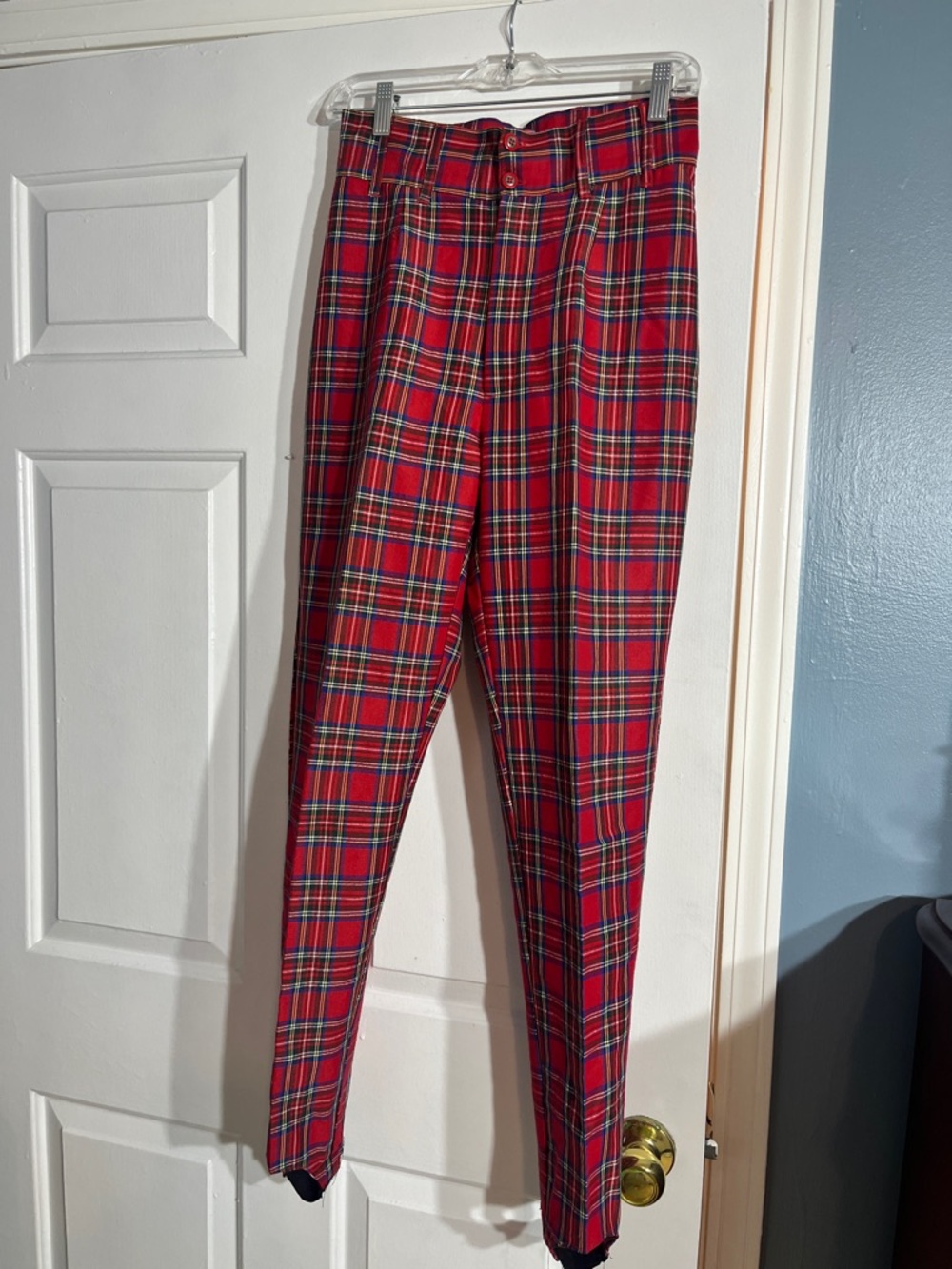 Vintage Red Plaid ladies Trousers - Classic Tailored Fit